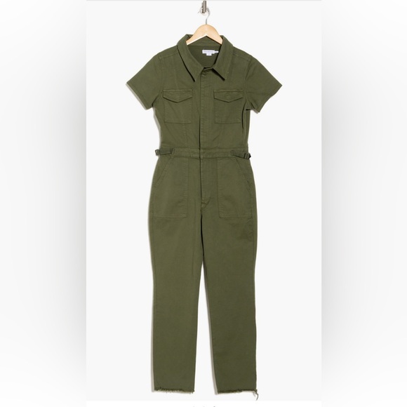 Good American Fit For Success Straight Leg Denim Jumpsuit Fatigue Green Large - Picture 6 of 16